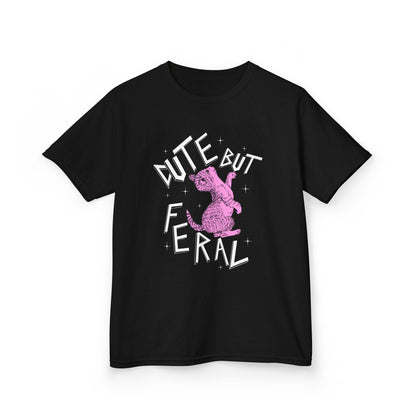 Cute But Feral Kids Tee, Playful Kids T-Shirt, Fun Youth Shirt, Unique Gift for Kids, Comfortable Everyday Wear