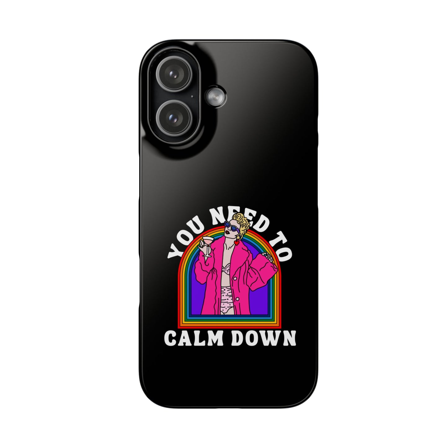 You Need To Calm Down Phone Case — Rainbow Retro Pop Art iPhone , Samsung Cover