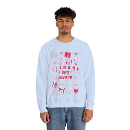 Dog Person Crewneck Sweatshirt - Cute Red Dog Faces Graphic/