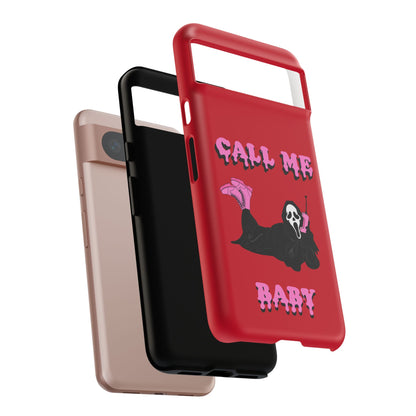 Red Horror Phone Case, Spooky Phone Cover, Call Me Baby Design, Halloween Accessories, Unique Gift for Horror Fans