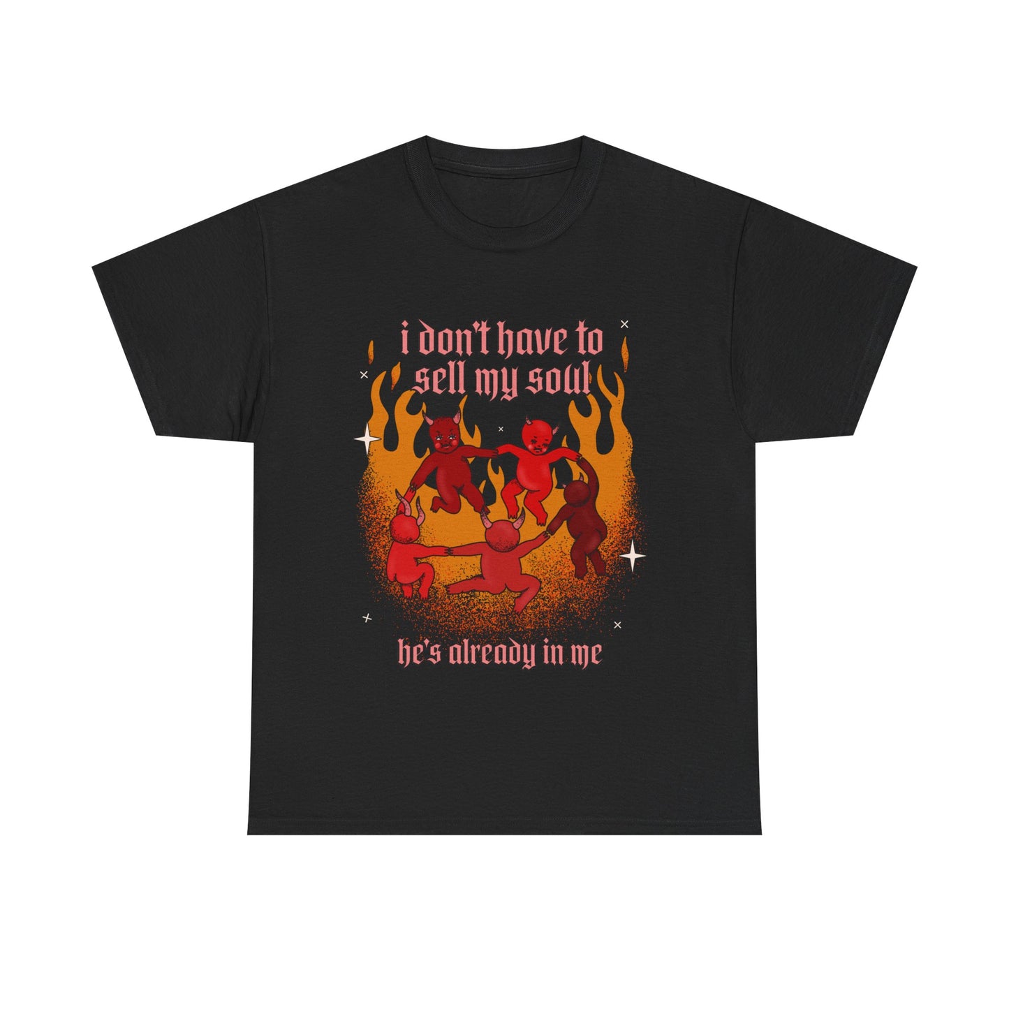 Devil Dance T‑Shirt — "I Don't Have to Sell My Soul, He's Already in Me" Vintage Gothic Tee