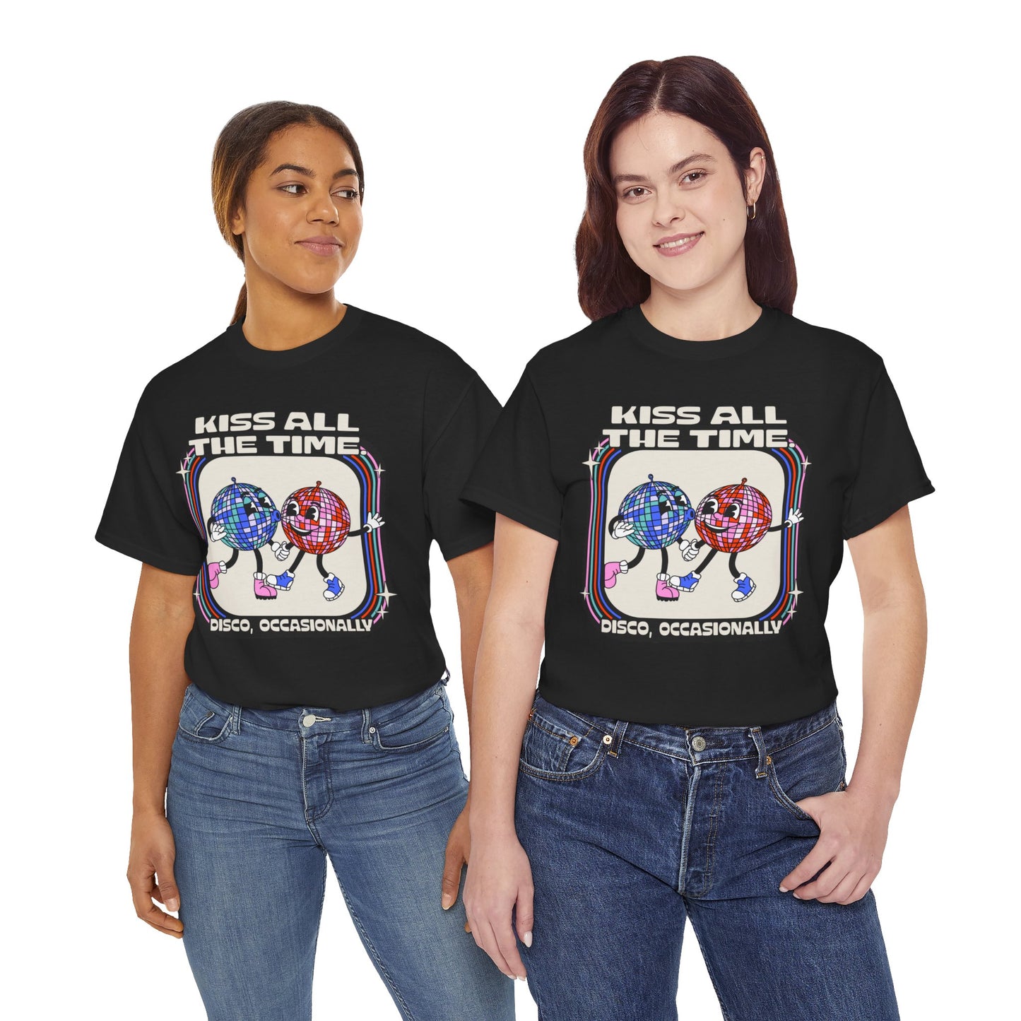 Kiss All The Time Disco Occasionally Tee — Retro Dancing Disco Balls Graphic T-Shirt