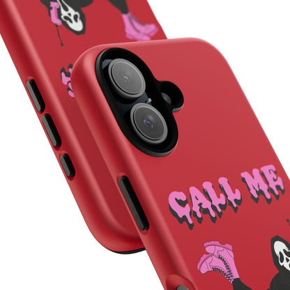 Red Horror Phone Case, Spooky Phone Cover, Call Me Baby Design, Halloween Accessories, Unique Gift for Horror Fans