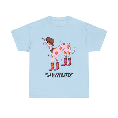 Cowgirl Rodeo Dog Tee, Fun Graphic Tee, Unisex Cotton Shirt, Gift for Dog Lovers, Country Style Apparel, Rodeo Theme Shirt