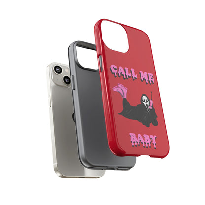 Red Horror Phone Case, Spooky Phone Cover, Call Me Baby Design, Halloween Accessories, Unique Gift for Horror Fans