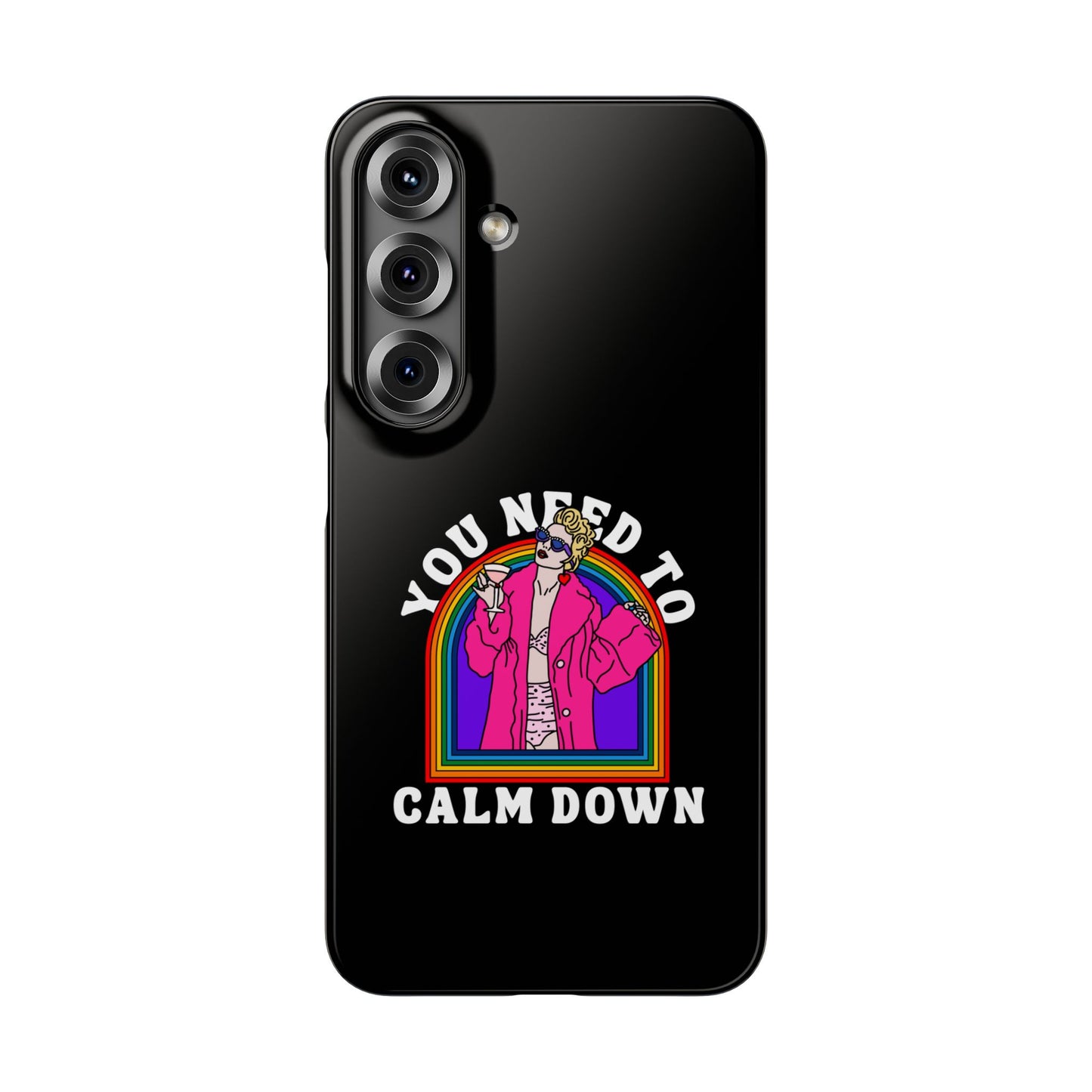 You Need To Calm Down Phone Case — Rainbow Retro Pop Art iPhone , Samsung Cover