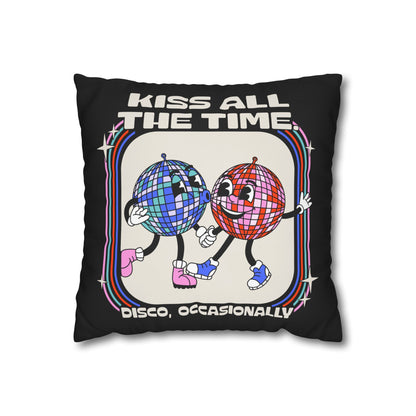 Harry Styles Inspired Vintage Disco Ball Cushion Cover – "KISS ALL THE TIME" – 16x16 Inch