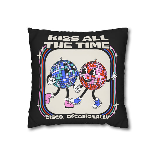 Harry Styles Inspired Vintage Disco Ball Cushion Cover – "KISS ALL THE TIME" – 16x16 Inch