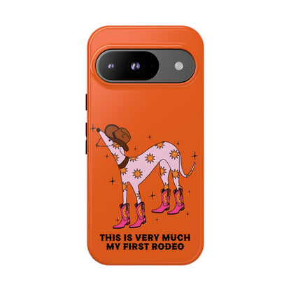 Rodeo Whippet Phone Case, Tough Cases for Pet Lovers, Cowgirl Accessories, Orange Dog Design, Cute Gift Idea