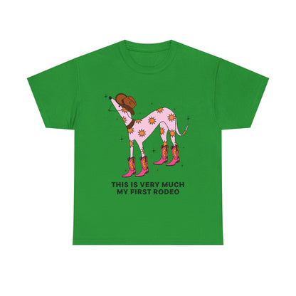 Cowgirl Rodeo Dog Tee, Fun Graphic Tee, Unisex Cotton Shirt, Gift for Dog Lovers, Country Style Apparel, Rodeo Theme Shirt