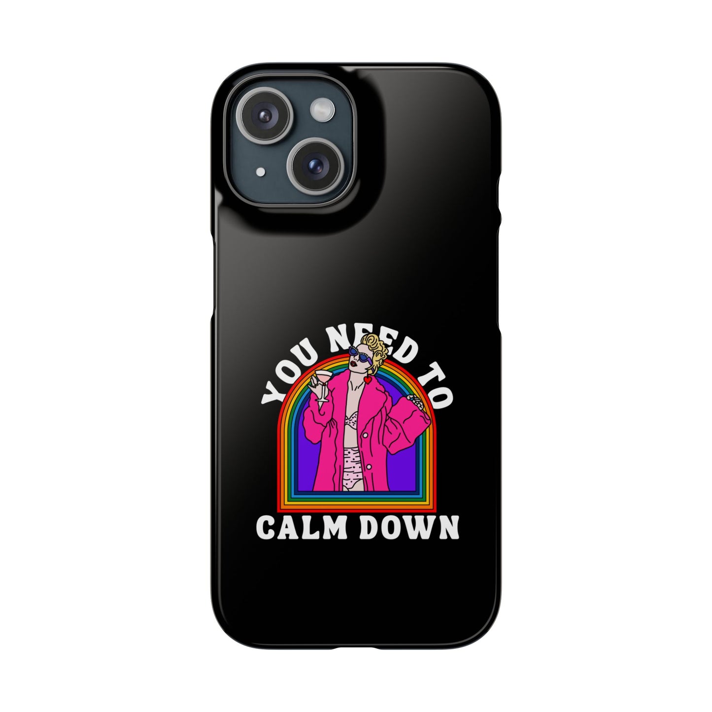 You Need To Calm Down Phone Case — Rainbow Retro Pop Art iPhone , Samsung Cover