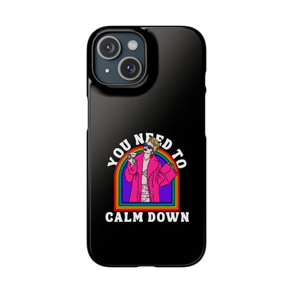 You Need To Calm Down Phone Case — Rainbow Retro Pop Art iPhone , Samsung Cover