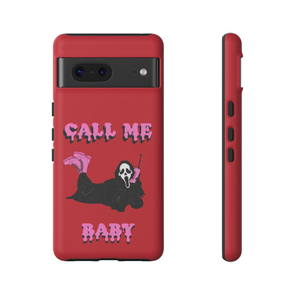 Red Horror Phone Case, Spooky Phone Cover, Call Me Baby Design, Halloween Accessories, Unique Gift for Horror Fans