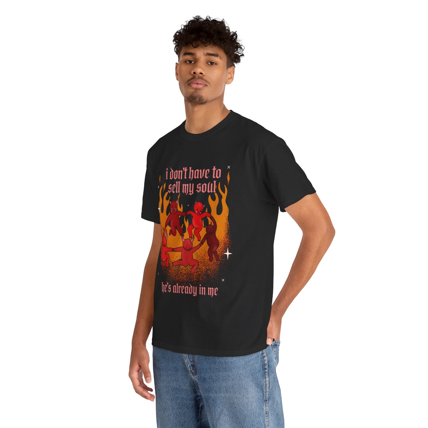 Devil Dance T‑Shirt — "I Don't Have to Sell My Soul, He's Already in Me" Vintage Gothic Tee