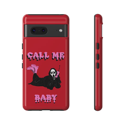 Red Horror Phone Case, Spooky Phone Cover, Call Me Baby Design, Halloween Accessories, Unique Gift for Horror Fans