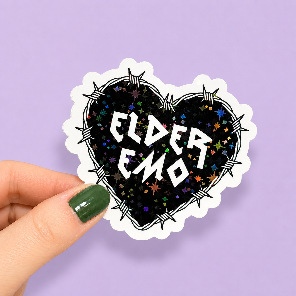 Elder Emo Club Holographic Sticker | Relatable Stickers | Alternative Vinyl Stickers | ADHD | Neurospicy | Sad Disco Club