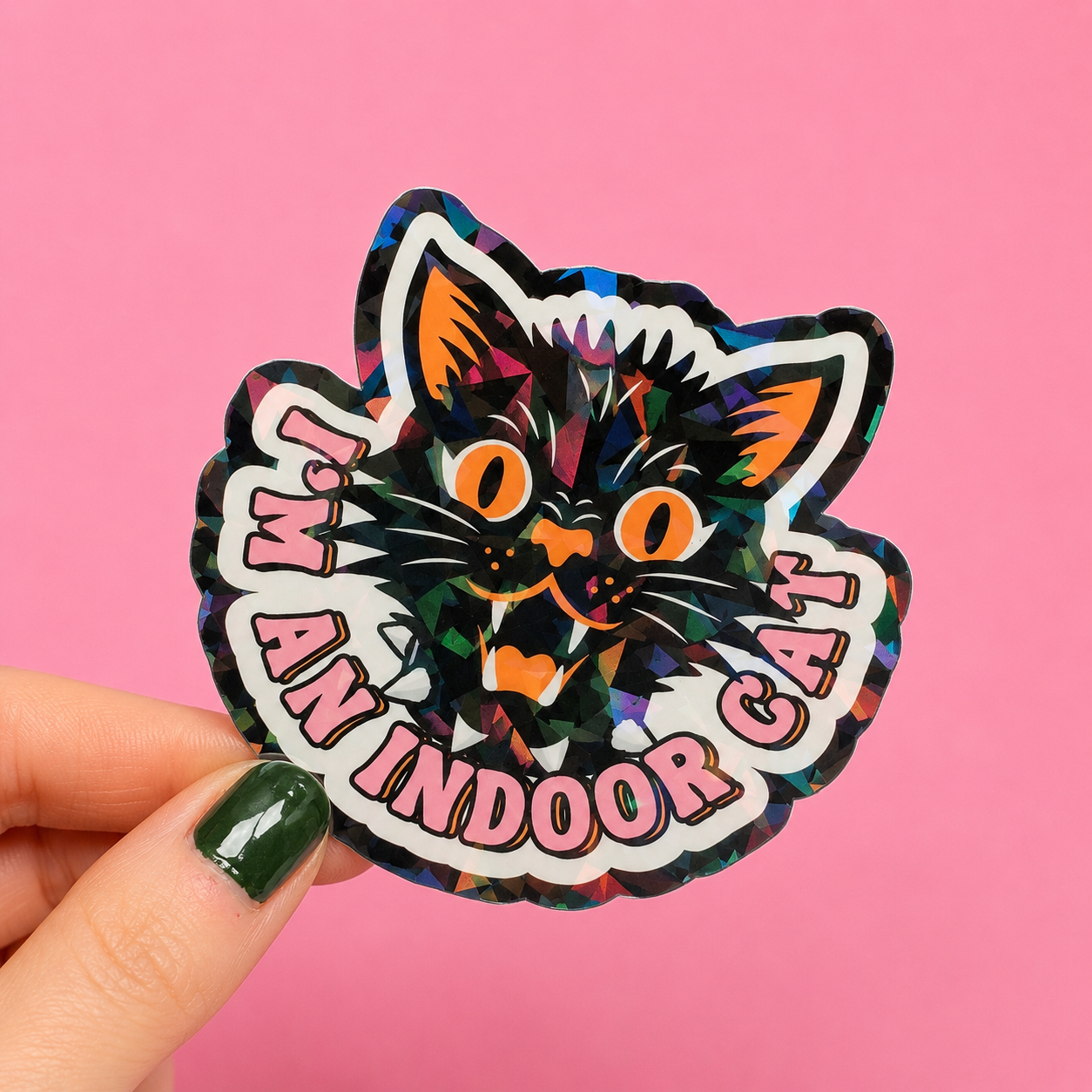 I’m An Indoor Cat Holographic Sticker | Relatable Stickers | Alternative Vinyl Stickers | ADHD | Neurospicy | Sad Disco Club