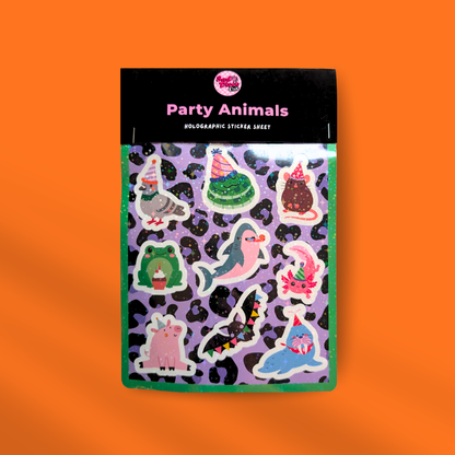 Party Animals — A5 Holographic Glitter Sticker Sheet