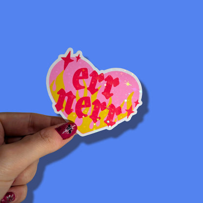 Err Nerr Flaming Heart Holographic Sticker