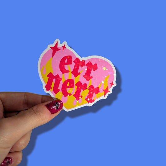 Err Nerr Flaming Heart Holographic Sticker