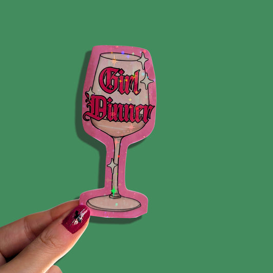 Girl Dinner Holographic Sticker