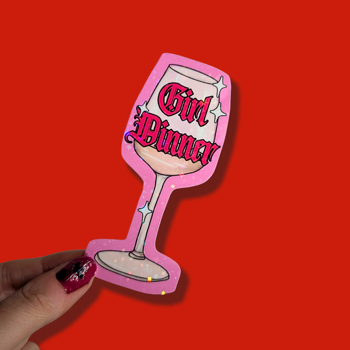 Girl Dinner Holographic Sticker