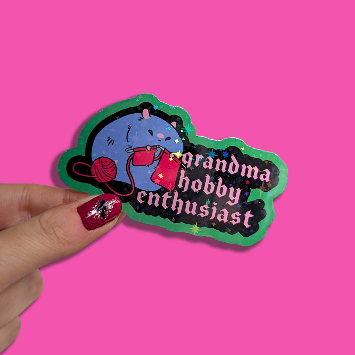 Grandma Hobby Enthusiast Holographic Sticker