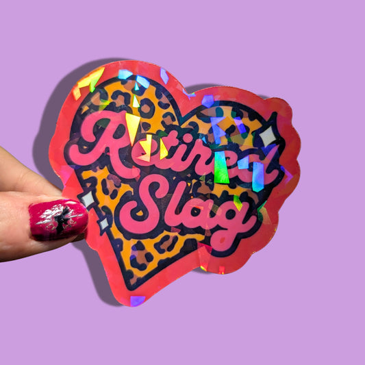 Retired Slag Leopard Heart Holographic Sticker