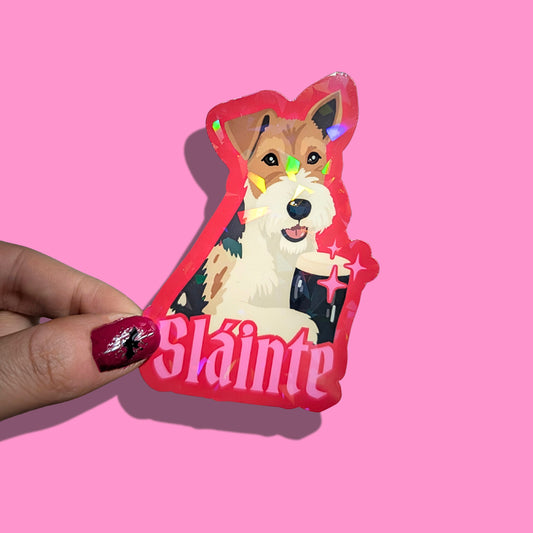 Sláinte Irish Fox Terrier Guinness Holographic Sticker