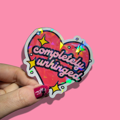 Completely Unhinged Holographic Sticker
