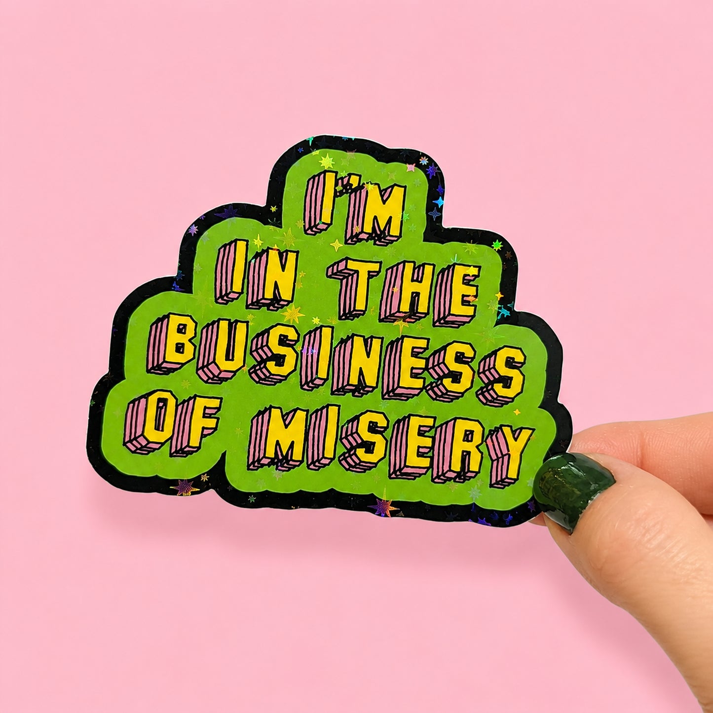 Business of Misery Holographic Sticker | Relatable Stickers | Alternative Vinyl Stickers | ADHD | Neurospicy | Sad Disco Club