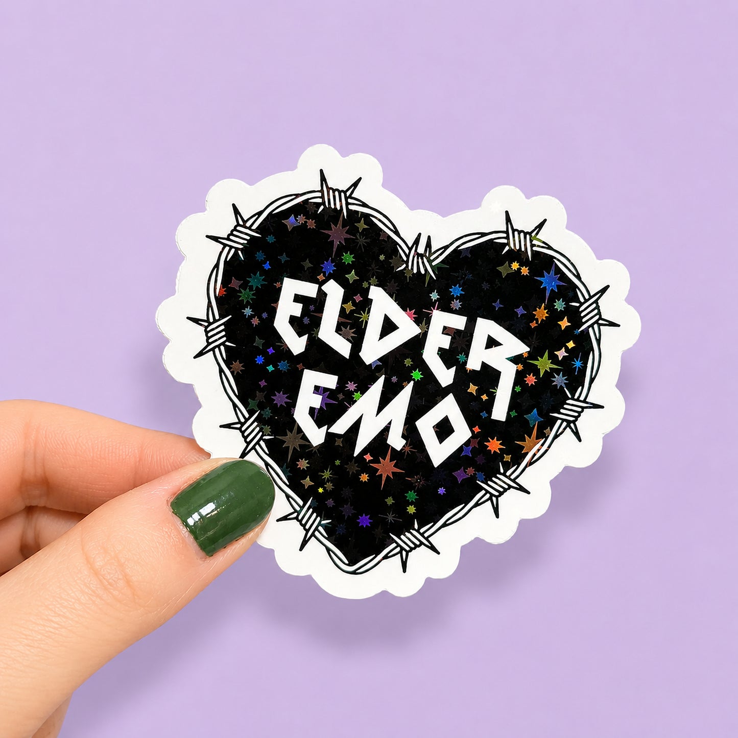 Elder Emo Club Holographic Sticker | Relatable Stickers | Alternative Vinyl Stickers | ADHD | Neurospicy | Sad Disco Club