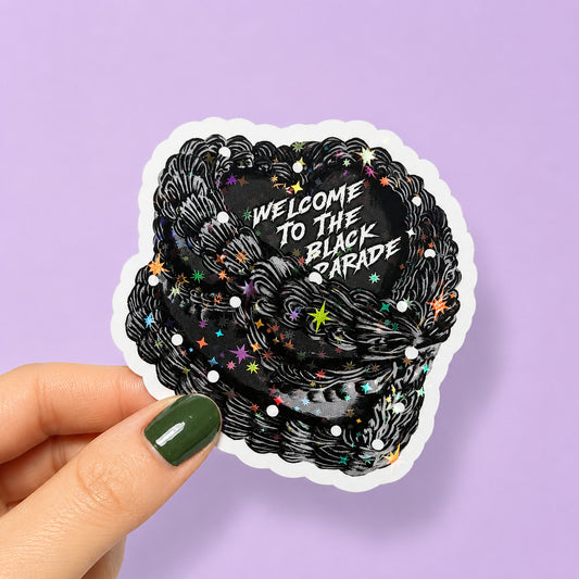 The Black Parade Vintage Gothic Cake Holographic Sticker | Relatable Stickers | Alternative Vinyl Stickers | ADHD | Neurospicy | Sad Disco Club