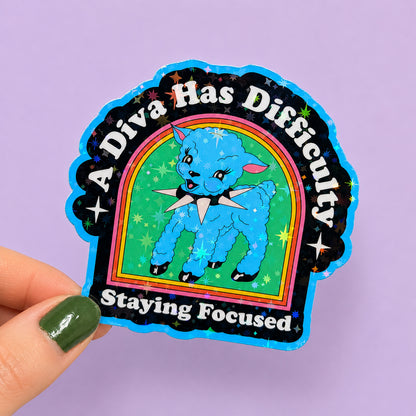 A Diva Has Difficulty ADHD Sticker | Relatable Stickers | Alternative Vinyl Stickers | ADHD | Neurospicy | Sad Disco Club