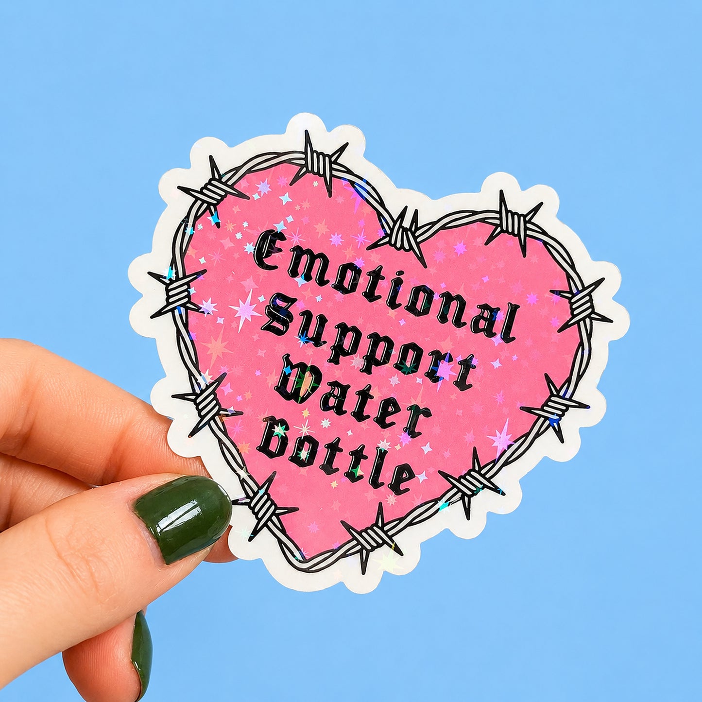 Emotional Support Water Bottle Holographic Sticker | Relatable Stickers | Alternative Vinyl Stickers | ADHD | Neurospicy | Sad Disco Club