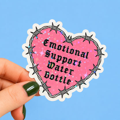 Emotional Support Water Bottle Holographic Sticker | Relatable Stickers | Alternative Vinyl Stickers | ADHD | Neurospicy | Sad Disco Club