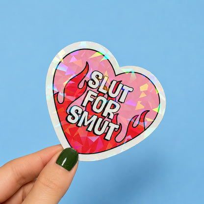 Slut For Smut Holographic Sticker | Relatable Stickers | Alternative Vinyl Stickers | Book Lover | Reader Gifts| Sad Disco Club