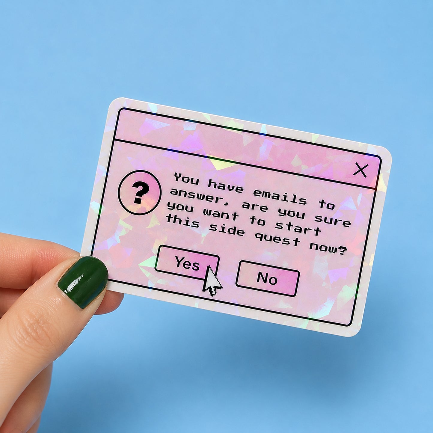 Side Quest Retro Popup Holographic Sticker | Relatable Stickers | Alternative Vinyl Stickers | ADHD | Neurospicy | Sad Disco Club