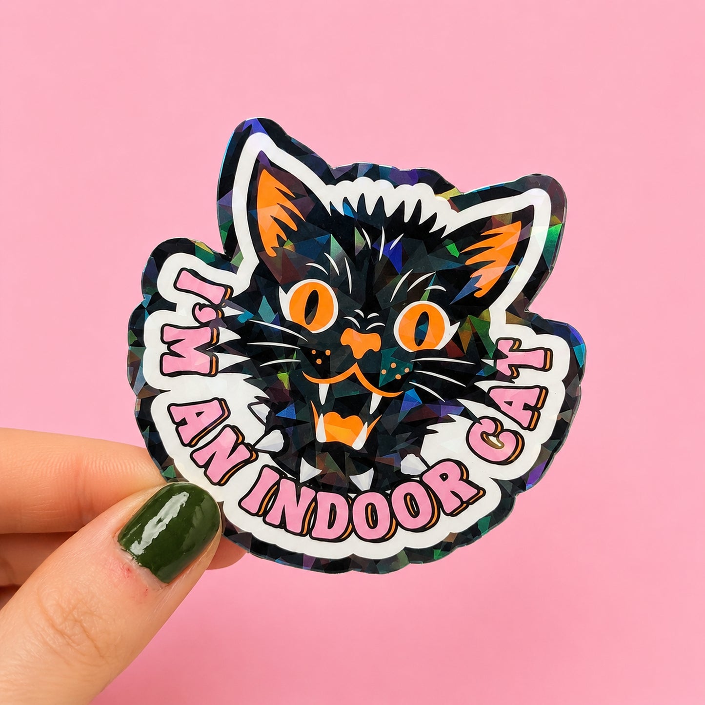 I’m An Indoor Cat Holographic Sticker | Relatable Stickers | Alternative Vinyl Stickers | ADHD | Neurospicy | Sad Disco Club