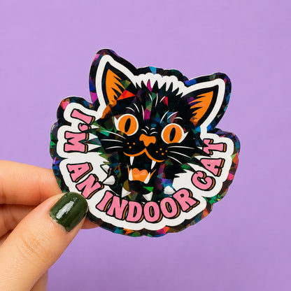 I’m An Indoor Cat Holographic Sticker | Relatable Stickers | Alternative Vinyl Stickers | ADHD | Neurospicy | Sad Disco Club
