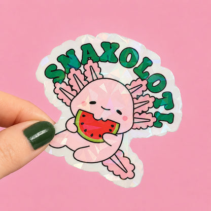 Snaxalotl Holographic Sticker | Relatable Stickers | Alternative Vinyl Stickers | ADHD | Neurospicy | Sad Disco Club