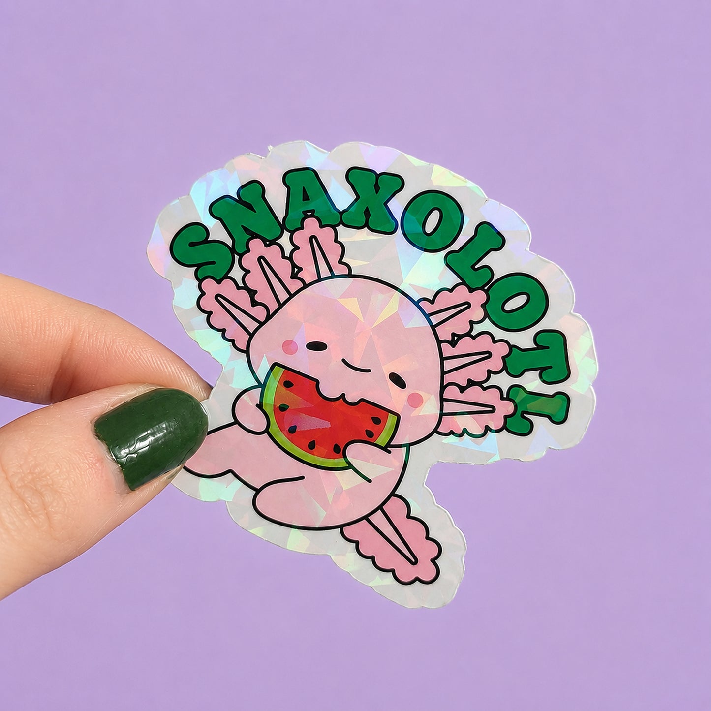 Snaxalotl Holographic Sticker | Relatable Stickers | Alternative Vinyl Stickers | ADHD | Neurospicy | Sad Disco Club