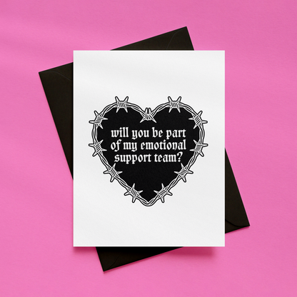 Will You Be Part of My Emotional Support Team? Card | Funny Bridesmaid Proposal Card | Alternative Wedding Card