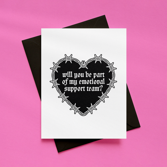 Will You Be Part of My Emotional Support Team? Card | Funny Bridesmaid Proposal Card | Alternative Wedding Card