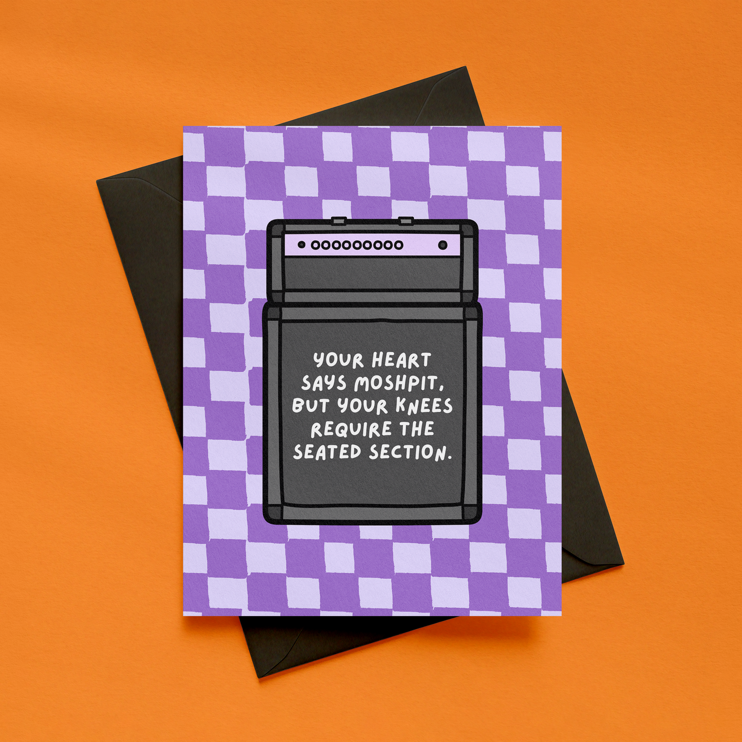Heart Says Moshpit, but Knees Require the Seated Section Card | Funny Elder Emo Card | Alternative Birthday Card