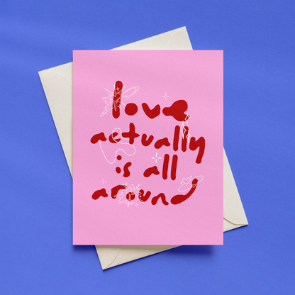 Love Actually Is All Around Card | Funny Anniversary Card | Romantic Card | Valentine's Card | Alternative Love Card