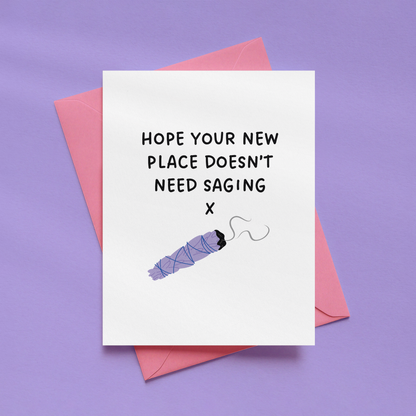 Hope Your New Place Doesn't Need Saging Card | Funny New Home Card | Housewarming Card | Witchy Housewarming Gift