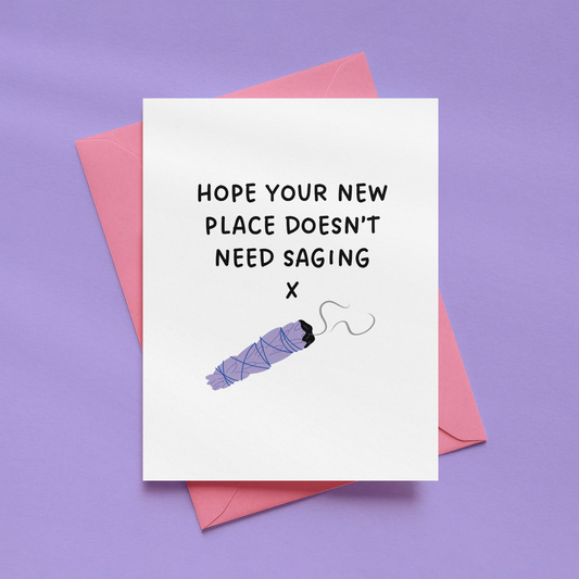 Hope Your New Place Doesn't Need Saging Card | Funny New Home Card | Housewarming Card | Witchy Housewarming Gift