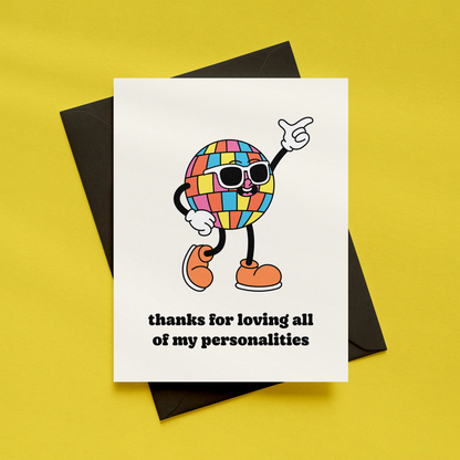 Thanks for Loving All of My Personalities Card | Funny ADHD Card | Neurodivergent Appreciation Card