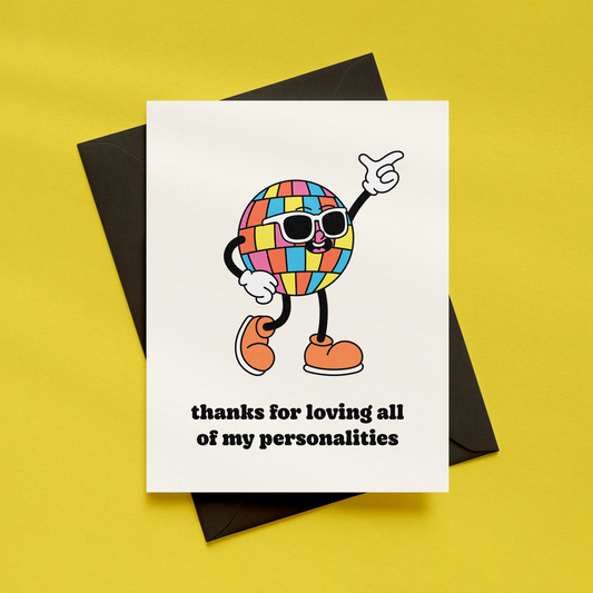 Thanks for Loving All of My Personalities Card | Funny ADHD Card | Neurodivergent Appreciation Card